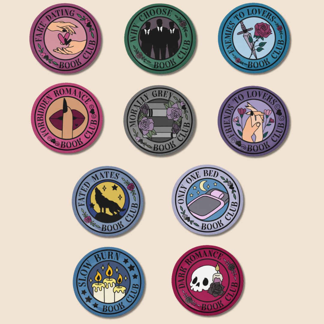 Romance Trope Button Assortment: 60 pins