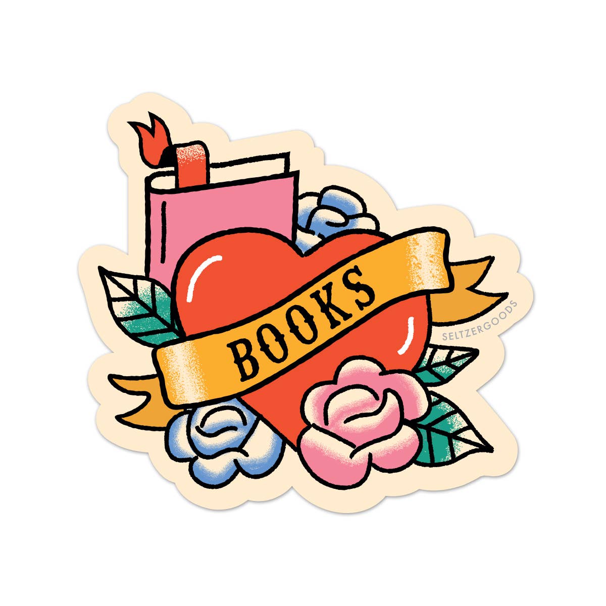Tattoo Books Heart Sticker