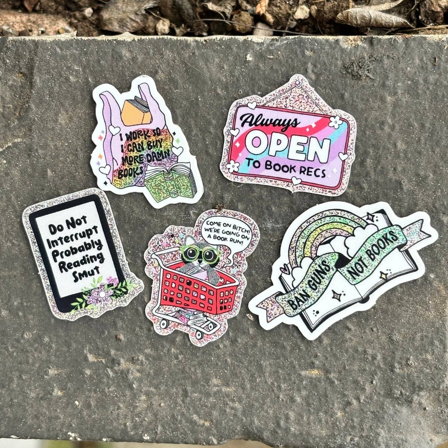 Fun Bookish Mini Glitter Stickers