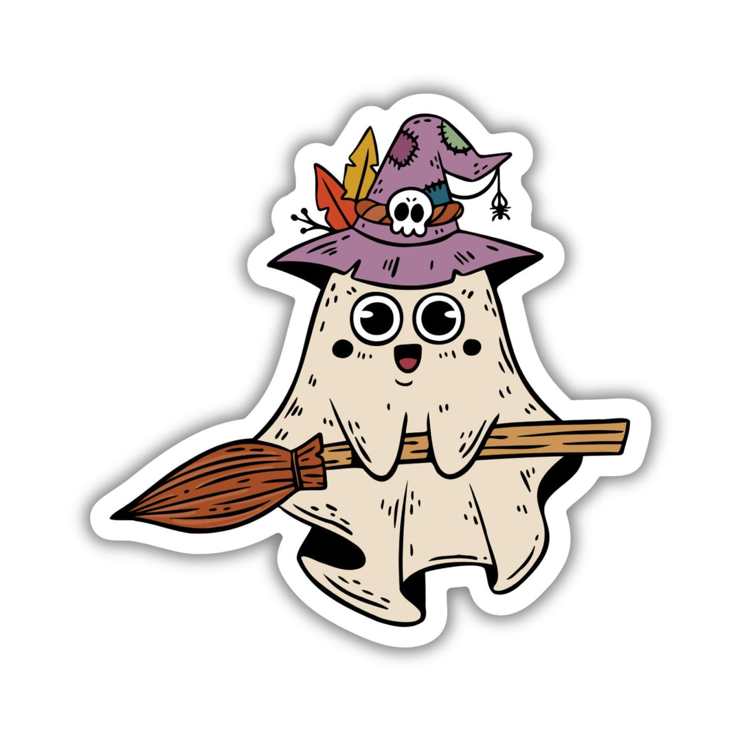 Cute Ghost in Witch Costume Sticker