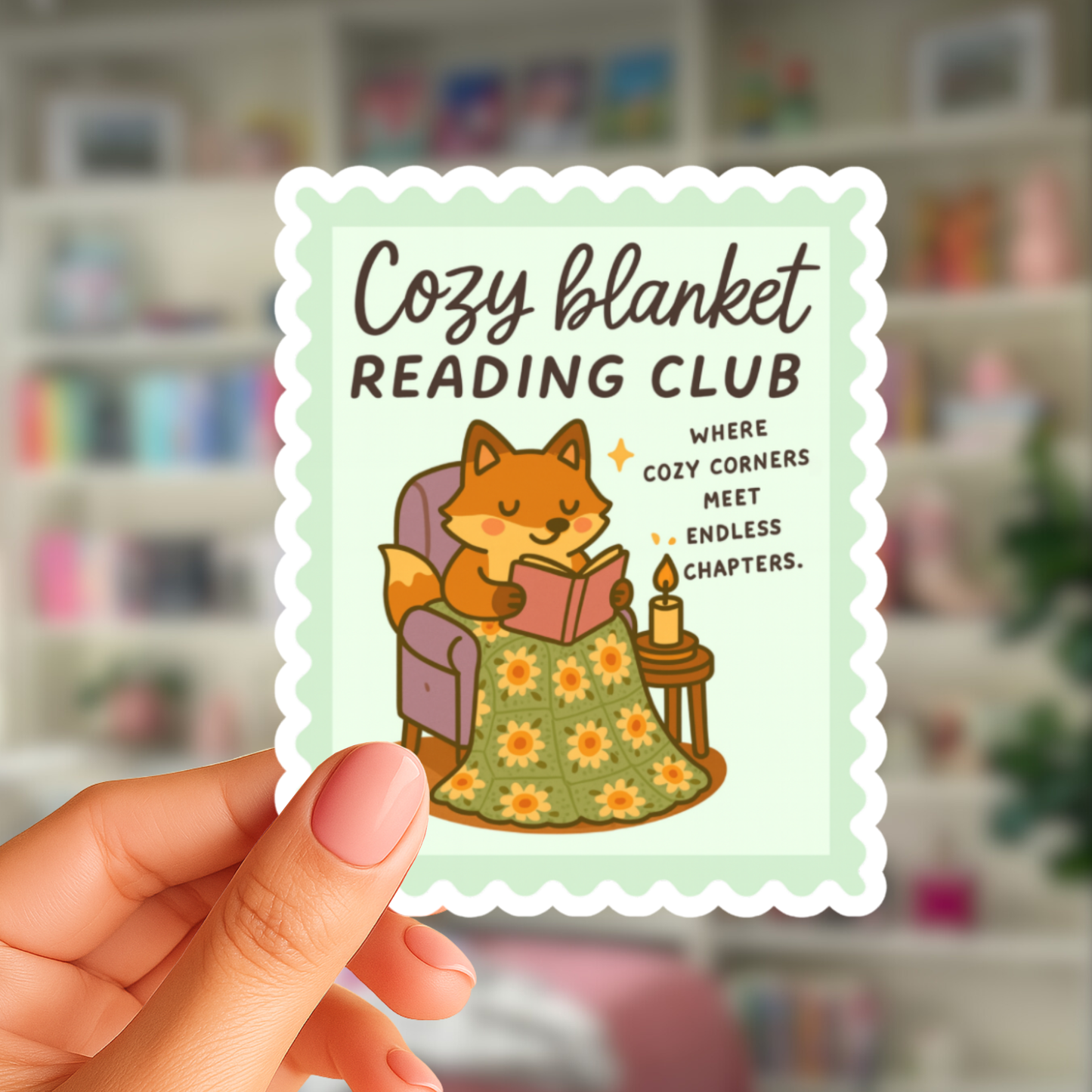Cozy Blanket Reading Club Book Stamp Sticker