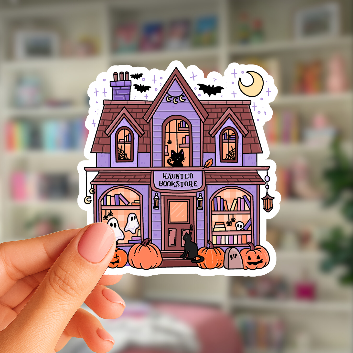 Haunted Bookstore Halloween Bookish Sticker