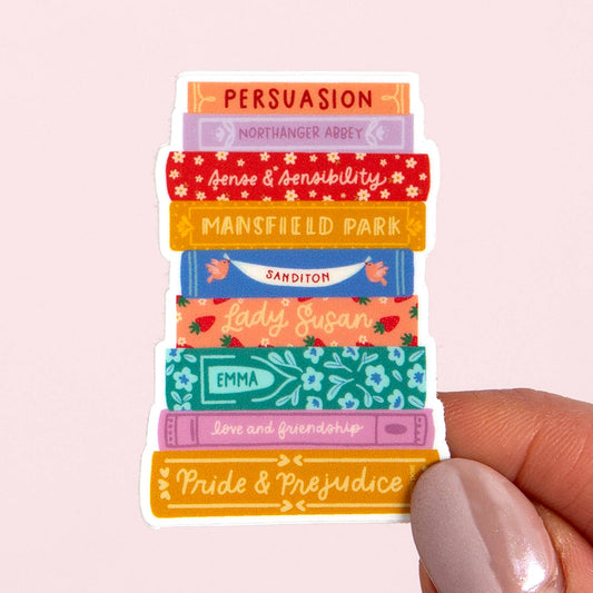 Jane Austen Book Stack Decal Sticker