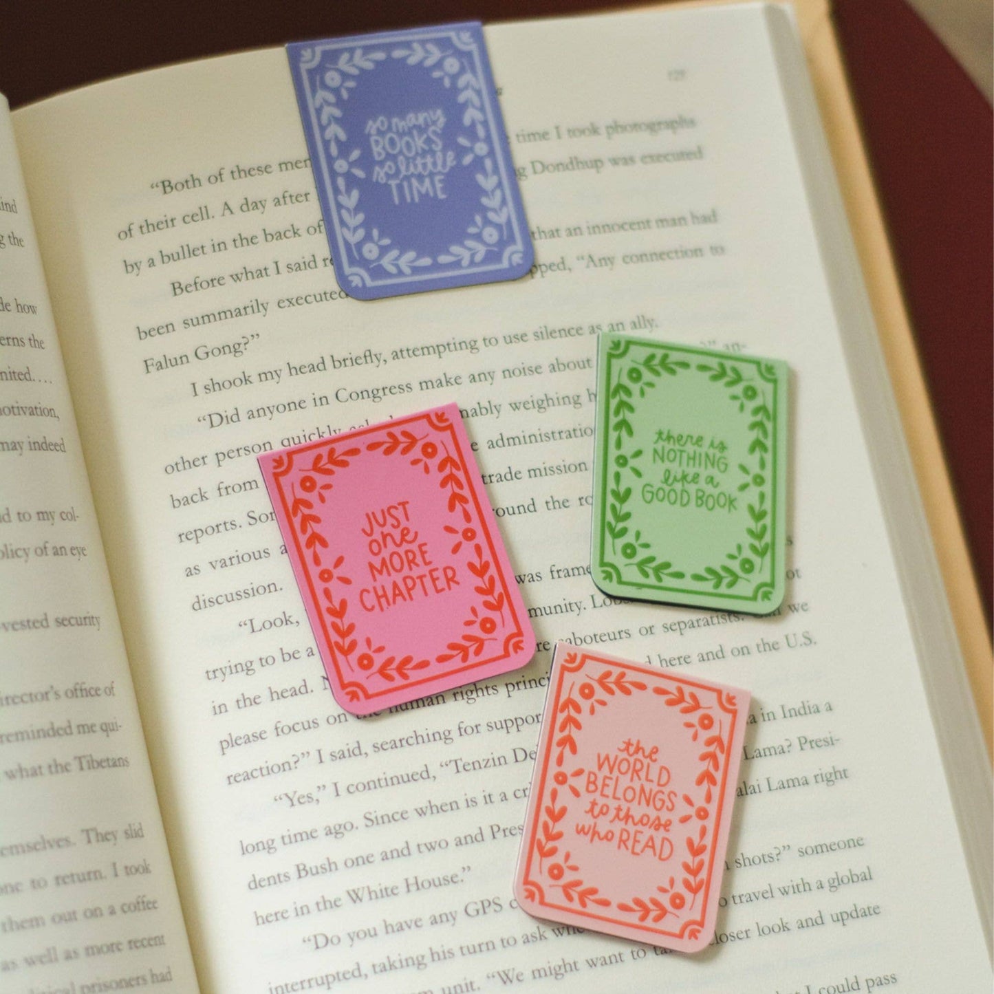 Book Lover Reading Quotes Magnetic Bookmarks Set of 4