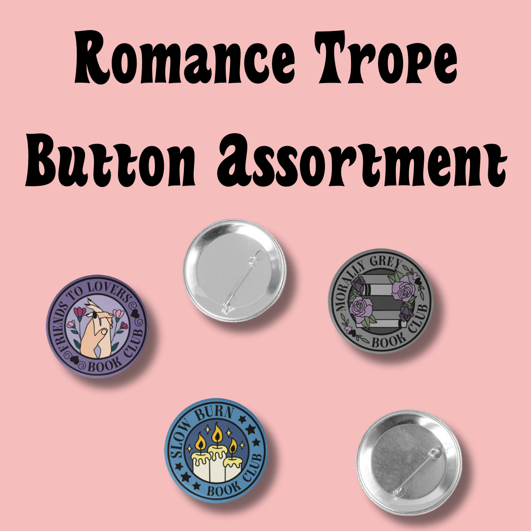 Romance Trope Button Assortment: 60 pins