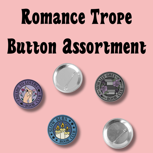 Romance Trope Button Assortment: 60 pins