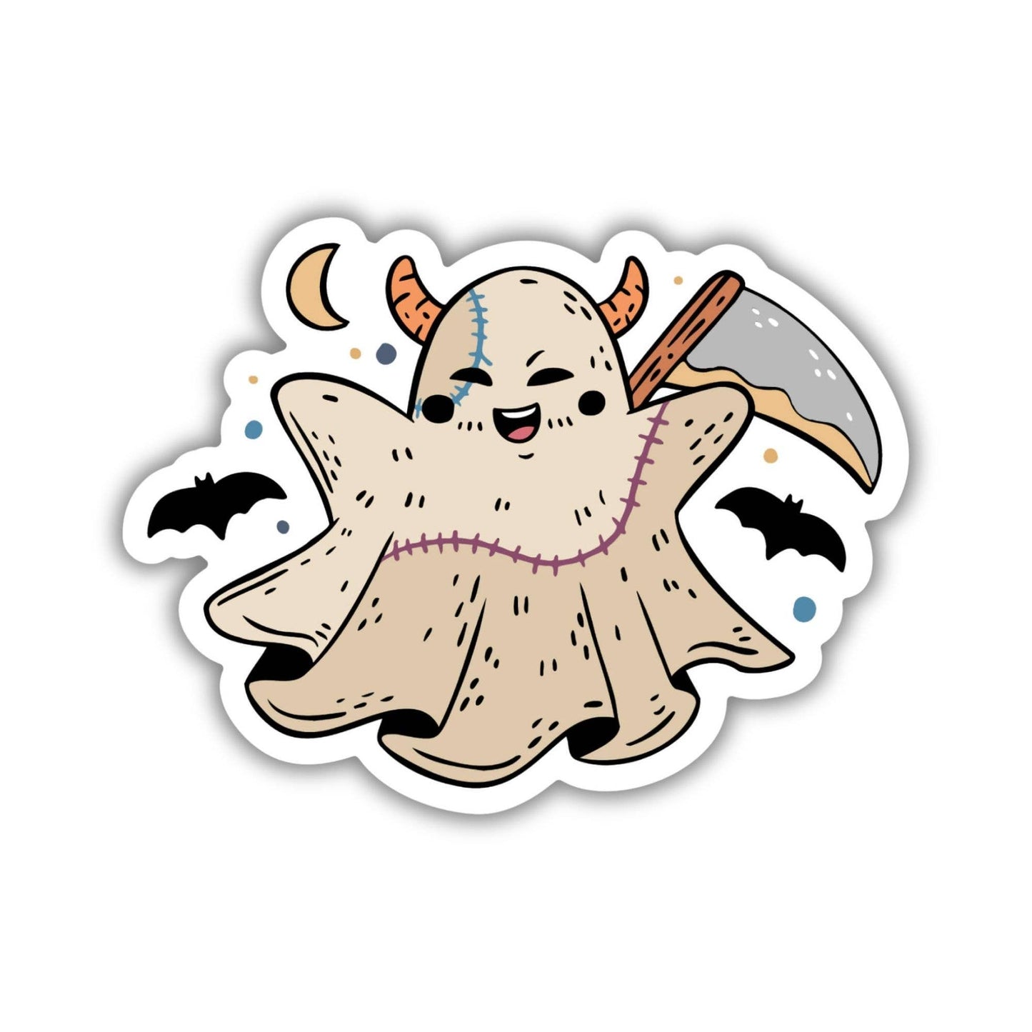 Cute Ghost with Scythe Sticker