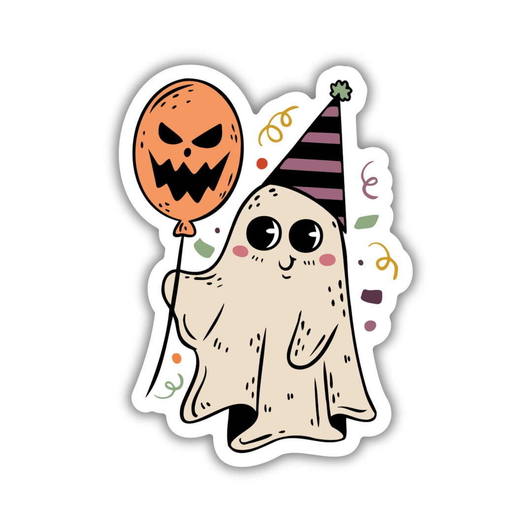 Cute Ghost With Pumpkin Balloon Sticker