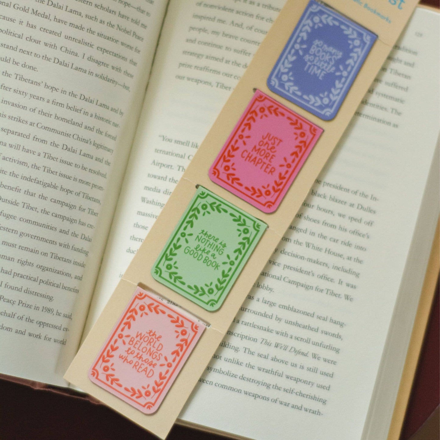Book Lover Reading Quotes Magnetic Bookmarks Set of 4