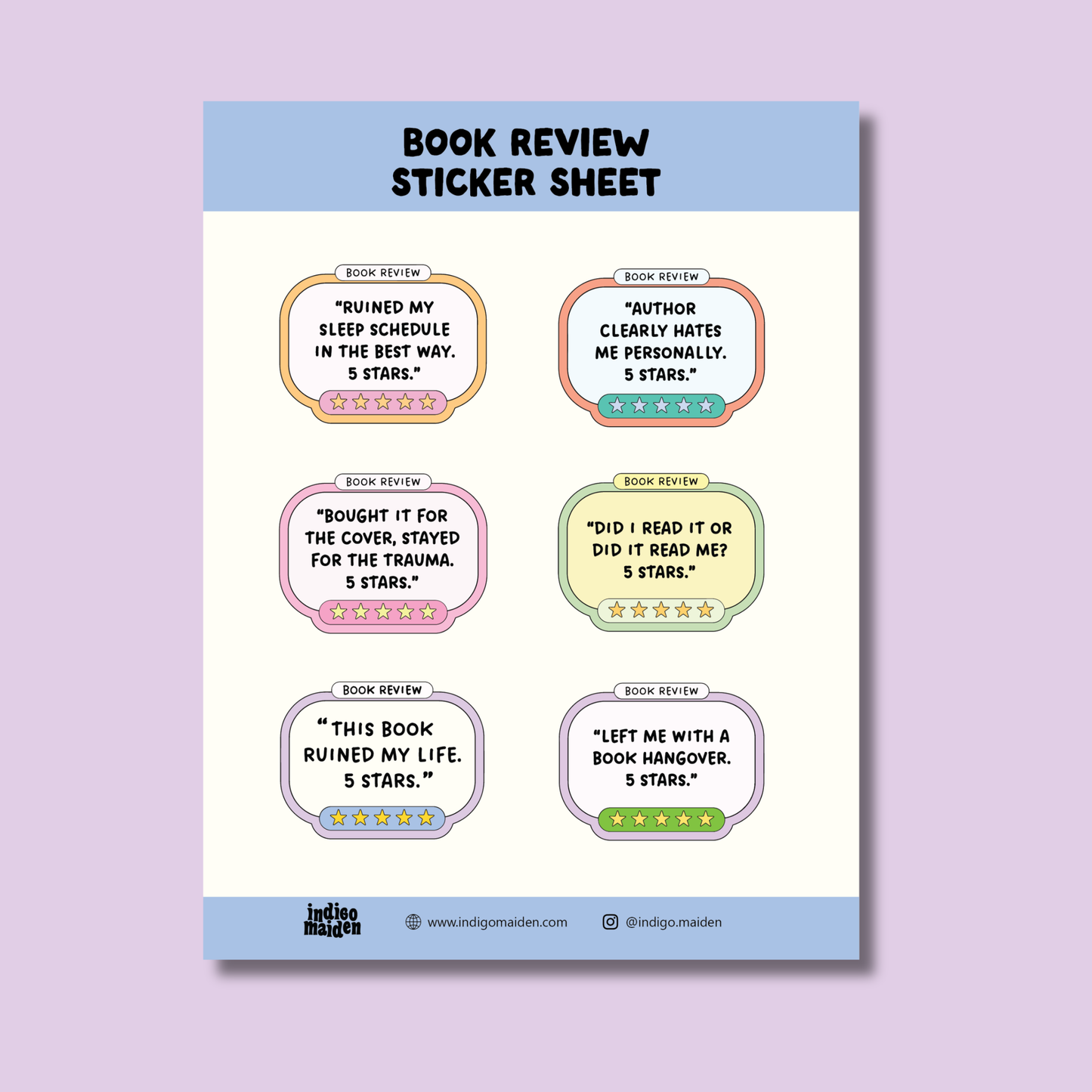 Book Review Funny Sarcastic Sticker Sheet