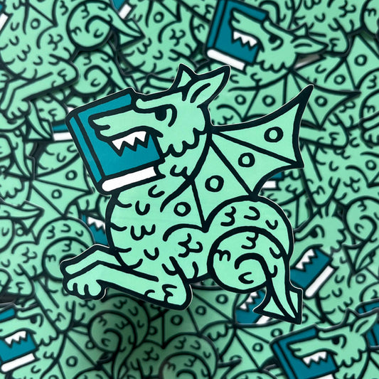 Book Dragon vinyl sticker - fantasy sticker