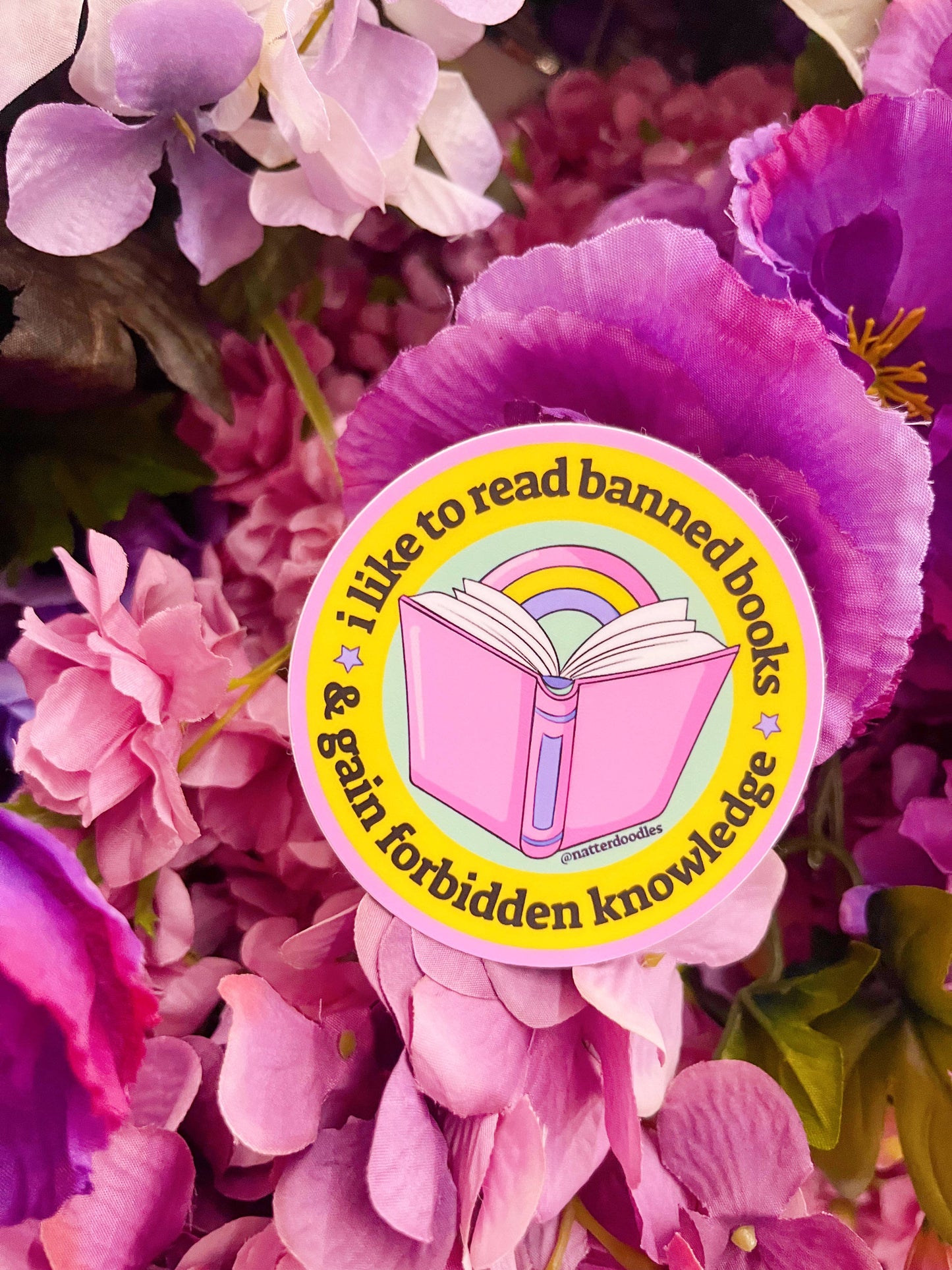 Read Banned Books & Gain Forbidden Knowledge Vinyl Sticker : Single
