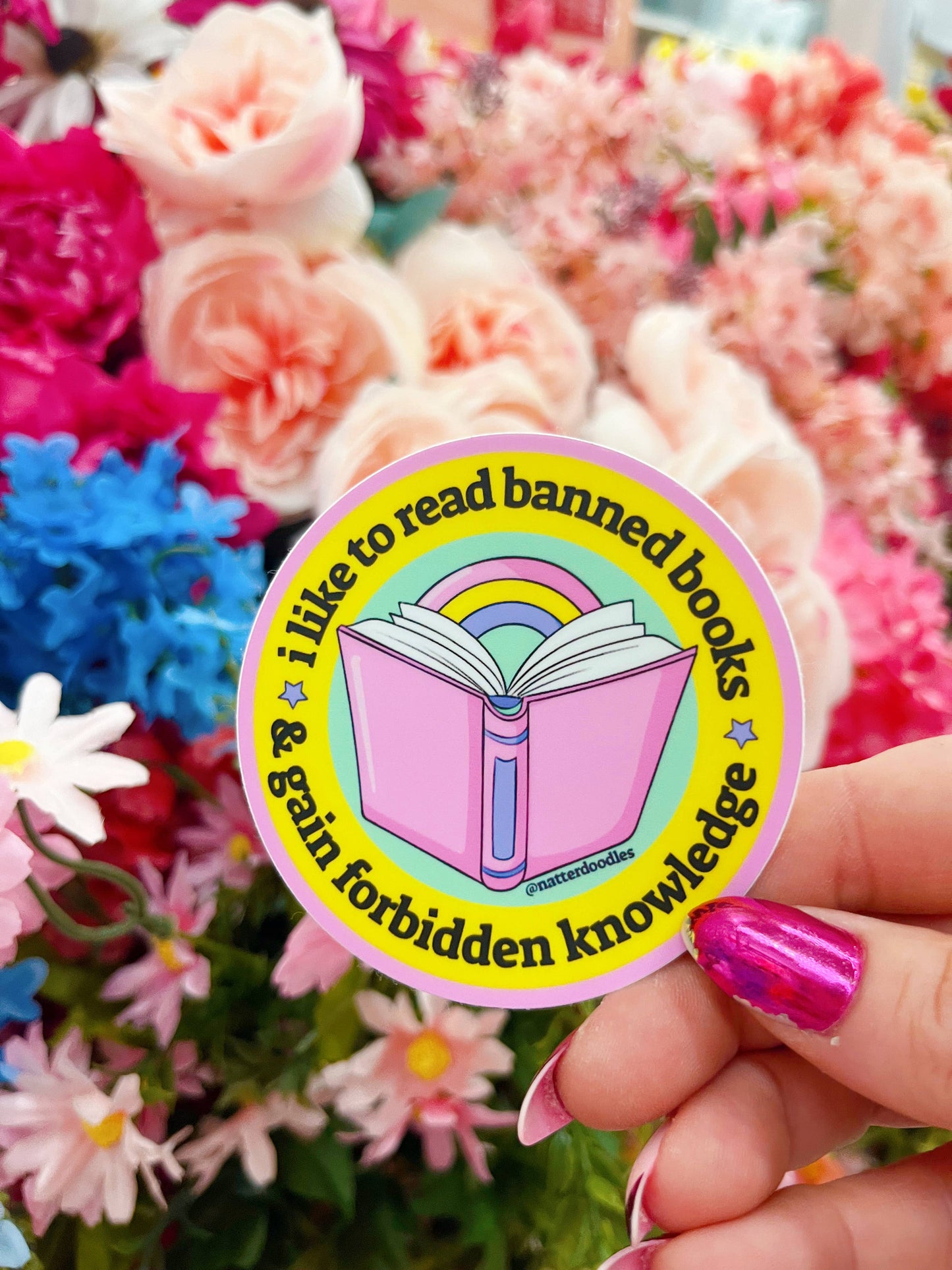 Read Banned Books & Gain Forbidden Knowledge Vinyl Sticker : Single