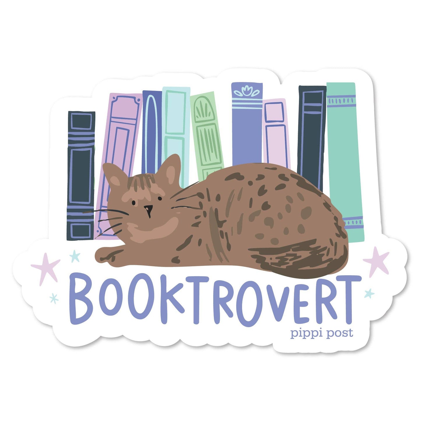 Booktrovert Books & Cat Decal Sticker