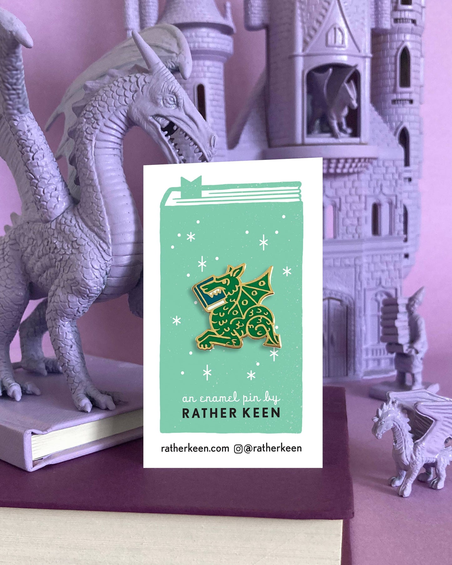 Book Wyrm enamel pin - Book Dragon pin in 4 colors: Green