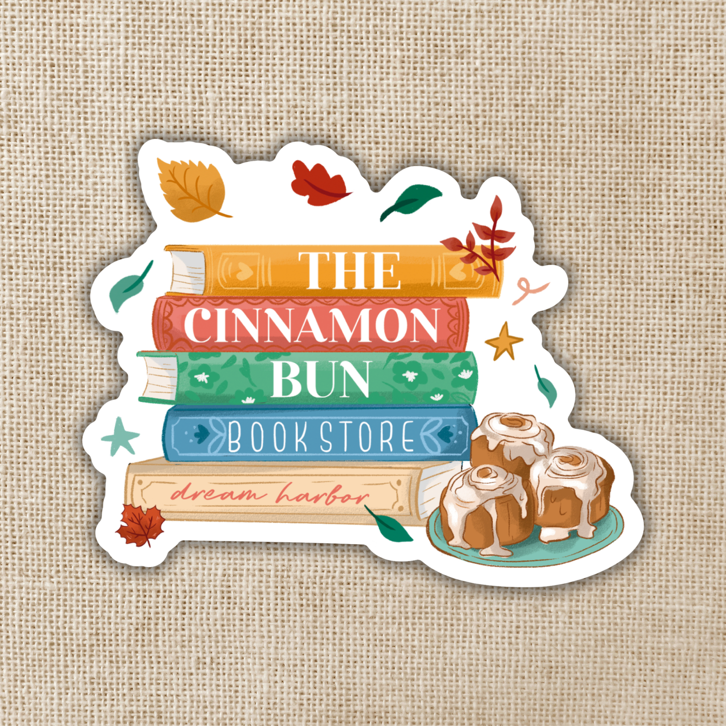 Cinnamon Bun Book Store Sticker | Dream Harbor